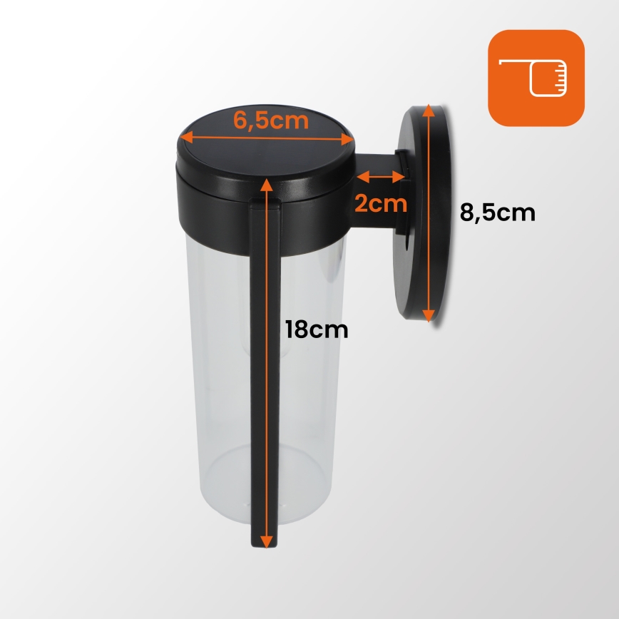 LED solarna zidna svjetiljka LED/1W/3,7V 500 mAh IP65 crna
