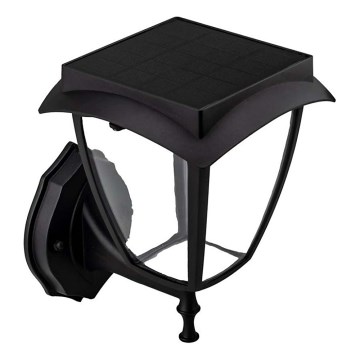 LED solarna zidna svjetiljka LED/2W/3,7V 3000/6000K IP65 2200 mAh crna