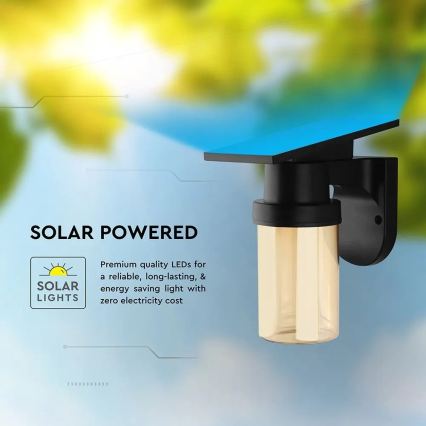 LED solarna zidna svjetiljka LED/3,7V 2700/3200/5000K IP54 1800 mAh crna/dimno bež + daljinski upravljač