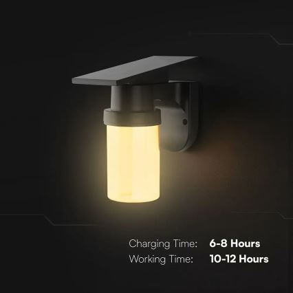 LED solarna zidna svjetiljka LED/3,7V 2700/3200/5000K IP54 1800 mAh crna/dimno bež + daljinski upravljač