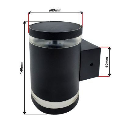 LED solarna zidna svjetiljka LED/5V IP44 crna