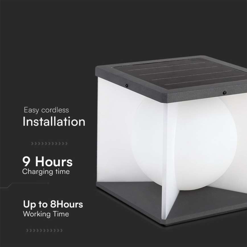 LED Prigušiva solarna zidna svjetiljka LED/8W/3,7V IP65 3000K + daljinski upravljač