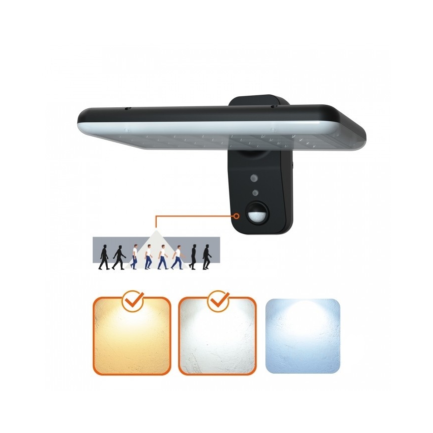 LED solarna zidna svjetiljka s senzorom PHOENIX LED/15W/3,2V 3000/4000K IP65 6000 mAh