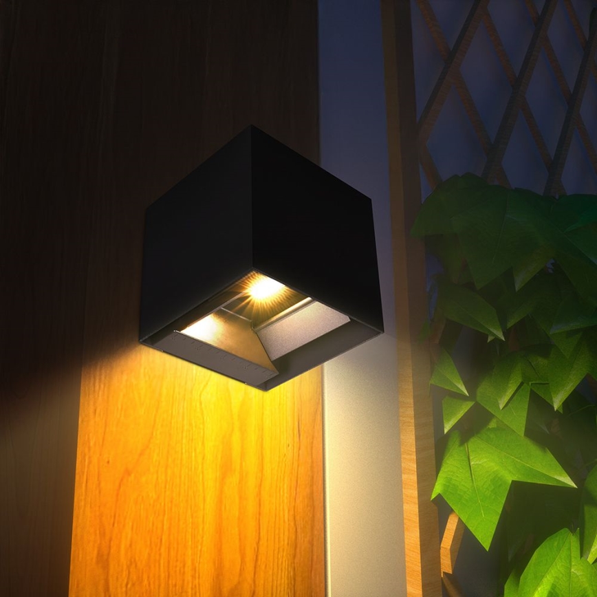 LED Solarna zidna svjetiljka sa senzorom LED/9W/3,7V 3000/4000/5000K 2600 mAh IP65 crna