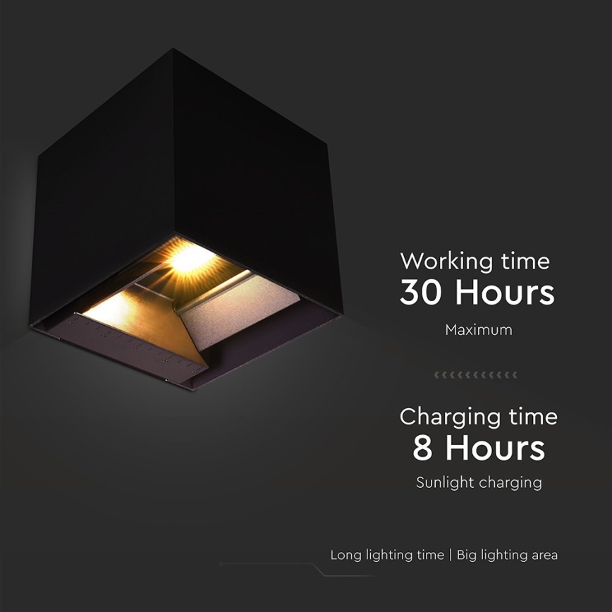 LED Solarna zidna svjetiljka sa senzorom LED/9W/3,7V 3000/4000/5000K 2600 mAh IP65 crna