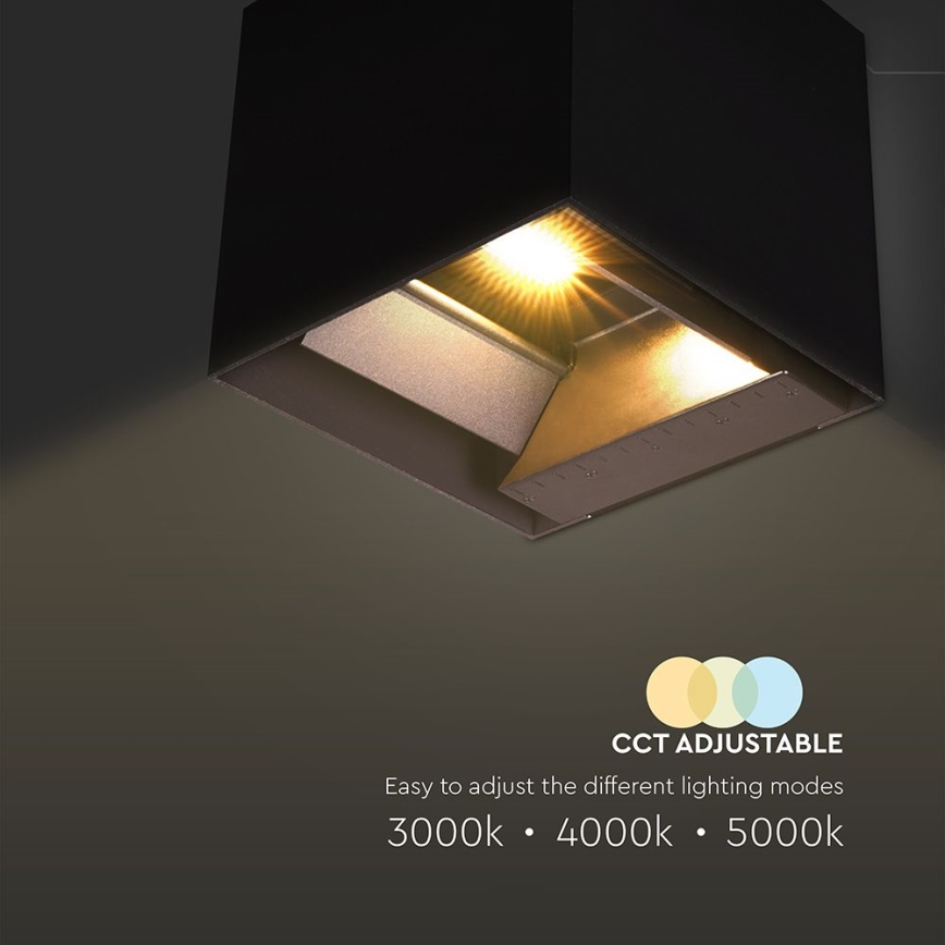 LED Solarna zidna svjetiljka sa senzorom LED/9W/3,7V 3000/4000/5000K 2600 mAh IP65 crna