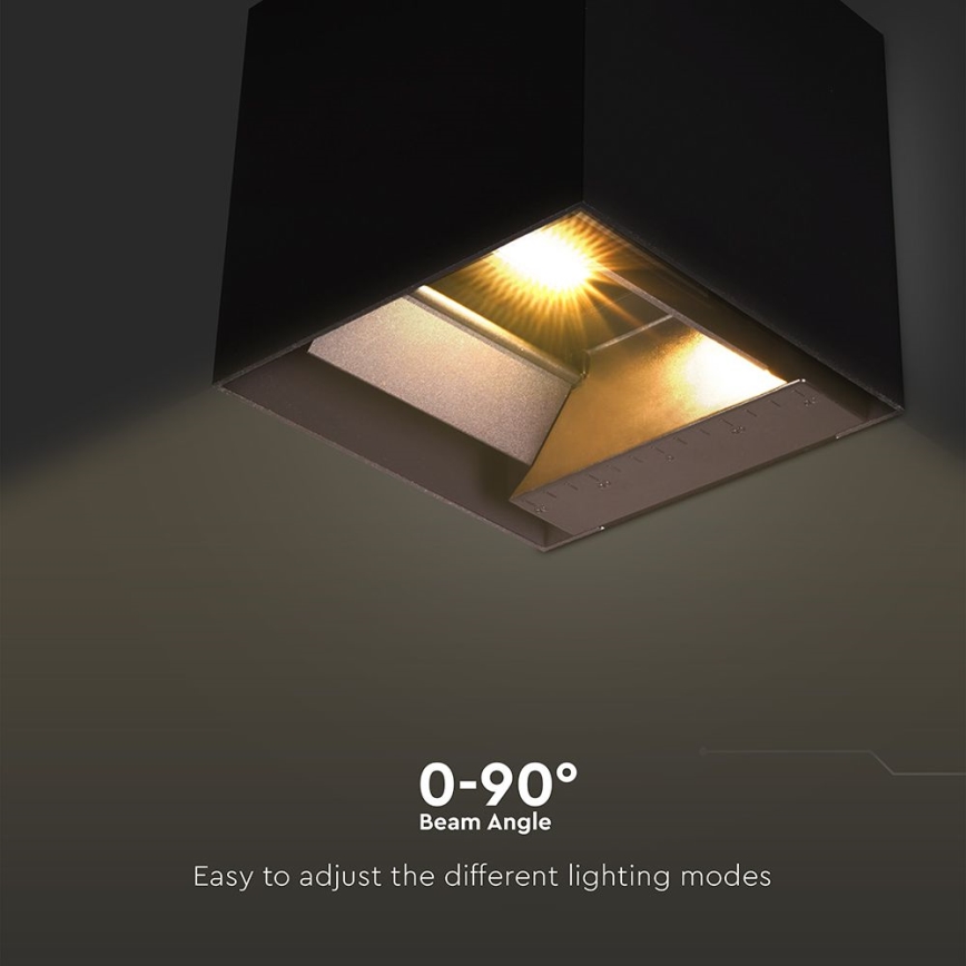 LED Solarna zidna svjetiljka sa senzorom LED/9W/3,7V 3000/4000/5000K 2600 mAh IP65 crna