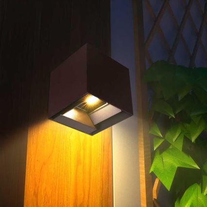 LED Solarna zidna svjetiljka sa senzorom LED/9W/3,7V 3000/4000/5000K 2600 mAh IP65 smeđa