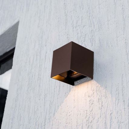 LED Solarna zidna svjetiljka sa senzorom LED/9W/3,7V 3000/4000/5000K 2600 mAh IP65 smeđa