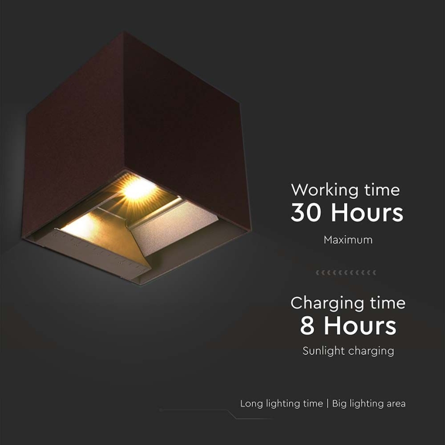 LED Solarna zidna svjetiljka sa senzorom LED/9W/3,7V 3000/4000/5000K 2600 mAh IP65 smeđa