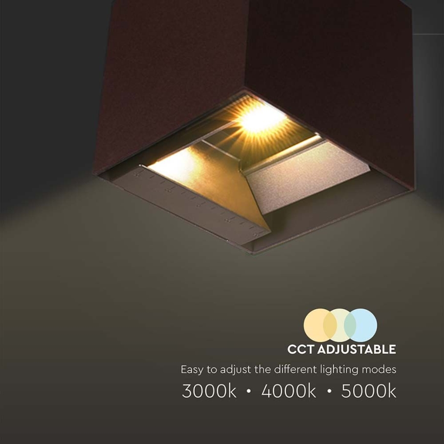 LED Solarna zidna svjetiljka sa senzorom LED/9W/3,7V 3000/4000/5000K 2600 mAh IP65 smeđa