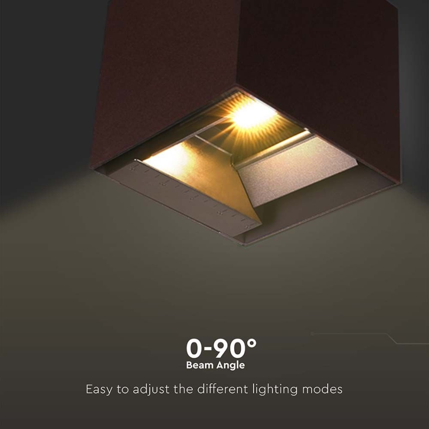 LED Solarna zidna svjetiljka sa senzorom LED/9W/3,7V 3000/4000/5000K 2600 mAh IP65 smeđa