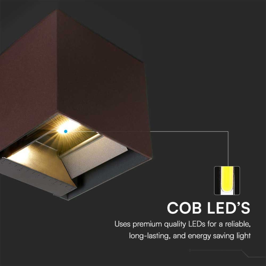 LED Solarna zidna svjetiljka sa senzorom LED/9W/3,7V 3000/4000/5000K 2600 mAh IP65 smeđa