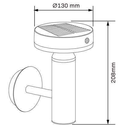 LED Solarna zidna svjetiljka sa senzorom GWINEA LED/4,5W/3,7V IP44 crna
