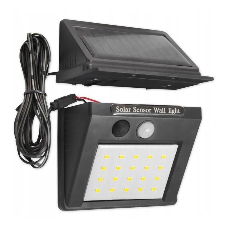 LED Solarna zidna svjetiljka sa senzorom i eksternim panelom LED/0,55W/3,7V 1200 mAh IP65