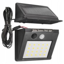 LED Solarna zidna svjetiljka sa senzorom i eksternim panelom LED/0,55W/3,7V IP65