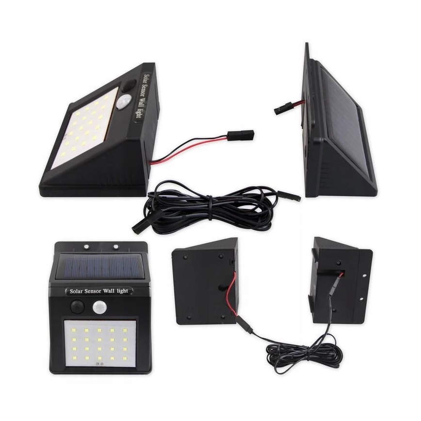 LED Solarna zidna svjetiljka sa senzorom i eksternim panelom LED/0,55W/3,7V 1200 mAh IP65
