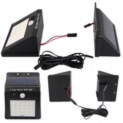 LED solarna zidna svjetiljka sa senzorom i vanjskom pločom LED/0,55W/3,7V 1200 mAh IP65