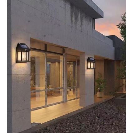 LED Solarna zidna svjetiljka sa senzorom LANTER LED/1W/3,7V 1200 mAh IP44 crna