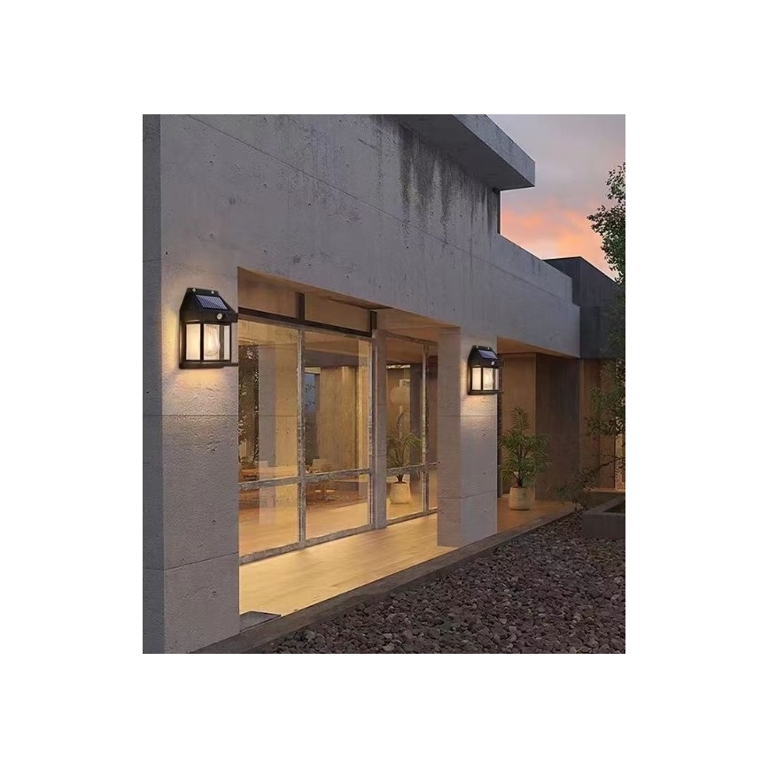 LED Solarna zidna svjetiljka sa senzorom LANTER LED/1W/3,7V 1200 mAh IP44 crna