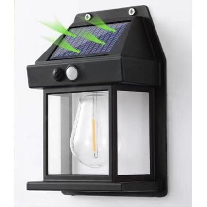 LED Solarna zidna svjetiljka sa senzorom LANTER LED/1W/3,7V 1200 mAh IP44 crna