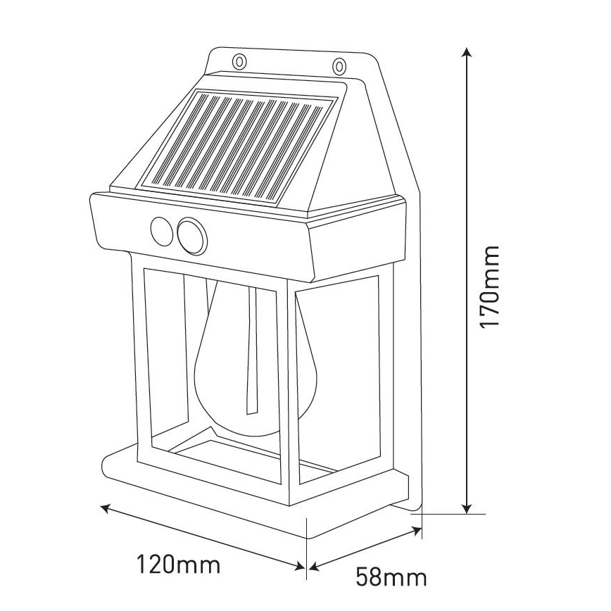 LED Solarna zidna svjetiljka sa senzorom LANTER LED/1W/3,7V 1200 mAh IP44 crna