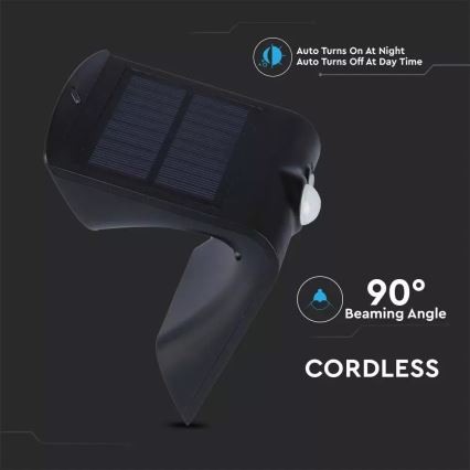 LED Solarna zidna svjetiljka sa senzorom LED/1.5W/3,7V IP65 1200 mAh