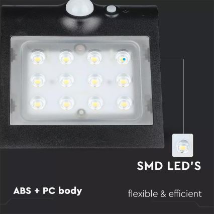 LED Solarna zidna svjetiljka sa senzorom LED/1.5W/3,7V IP65 1200 mAh