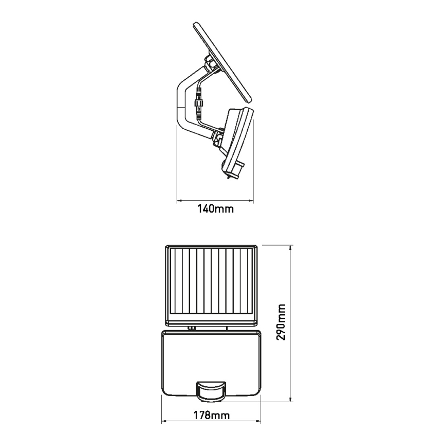 LED Solarna zidna svjetiljka sa senzorom LED/12W/3,7V 4000 mAh IP54
