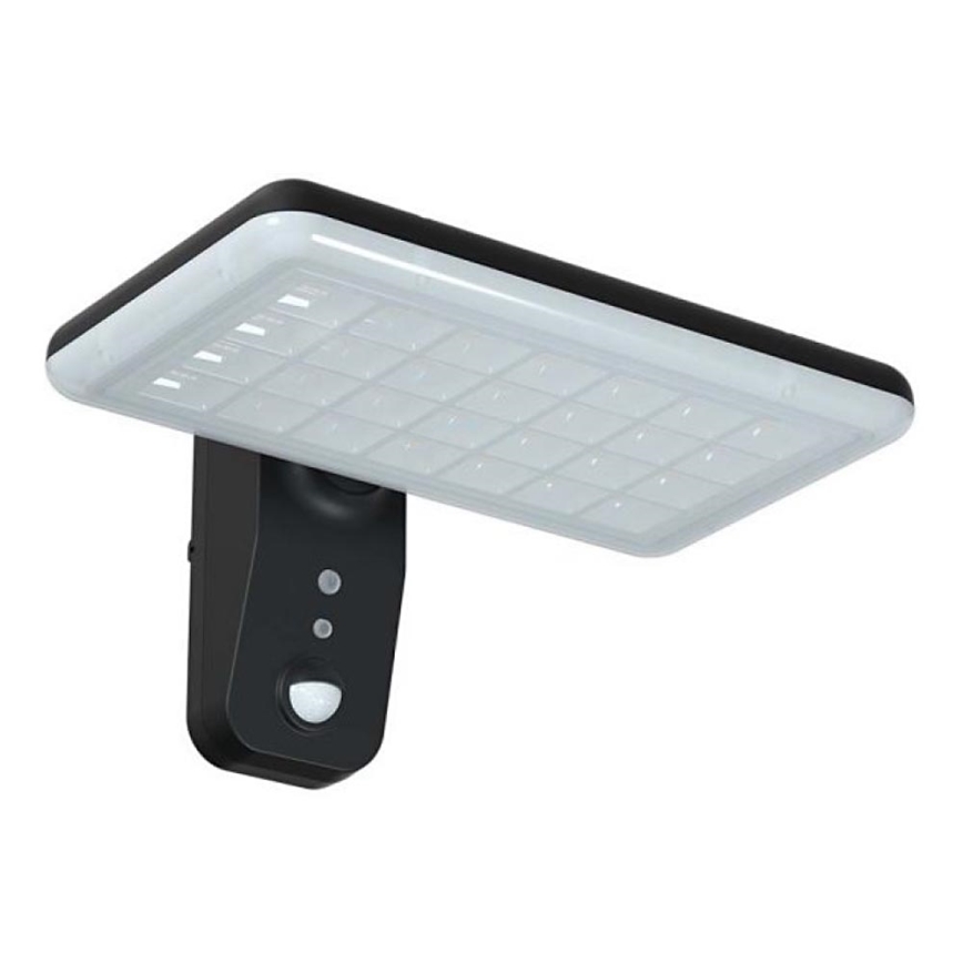 LED Solarna zidna svjetiljka sa senzorom LED/15W/3,2V 4000K/6000K IP65 6000 mAh crna