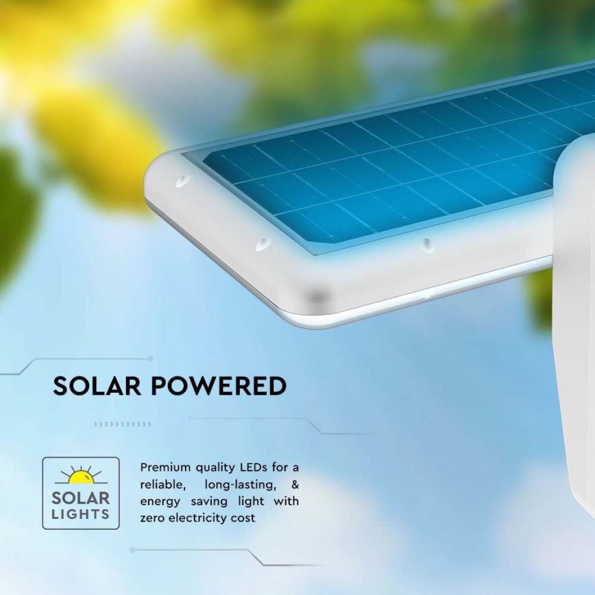 LED Solarna zidna svjetiljka sa senzorom LED/15W/3,2V 4000K/6000K IP65 6000 mAh bijela