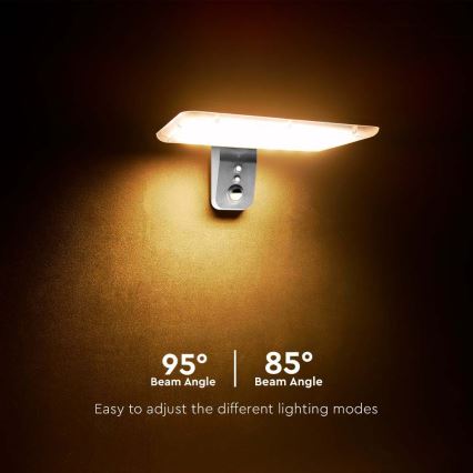 LED Solarna zidna svjetiljka sa senzorom LED/15W/3,2V 4000K/6000K IP65 6000 mAh bijela