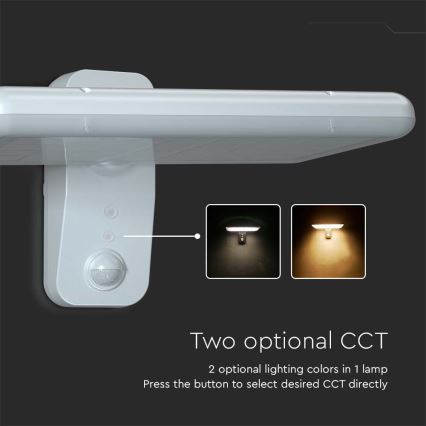 LED Solarna zidna svjetiljka sa senzorom LED/15W/3,2V 4000K/6000K IP65 6000 mAh bijela