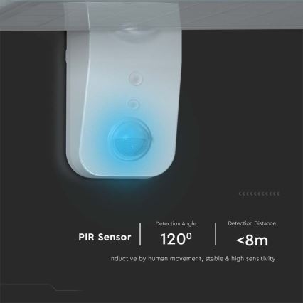 LED Solarna zidna svjetiljka sa senzorom LED/15W/3,2V 4000K/6000K IP65 6000 mAh bijela