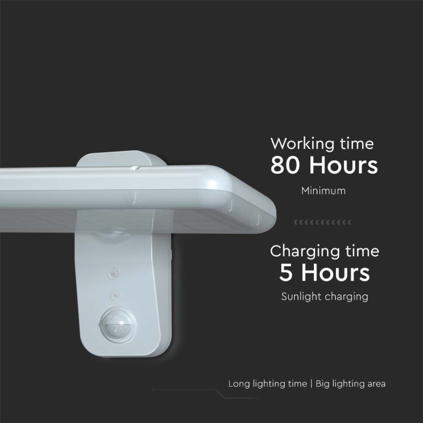 LED Solarna zidna svjetiljka sa senzorom LED/15W/3,2V 4000K/6000K IP65 6000 mAh bijela