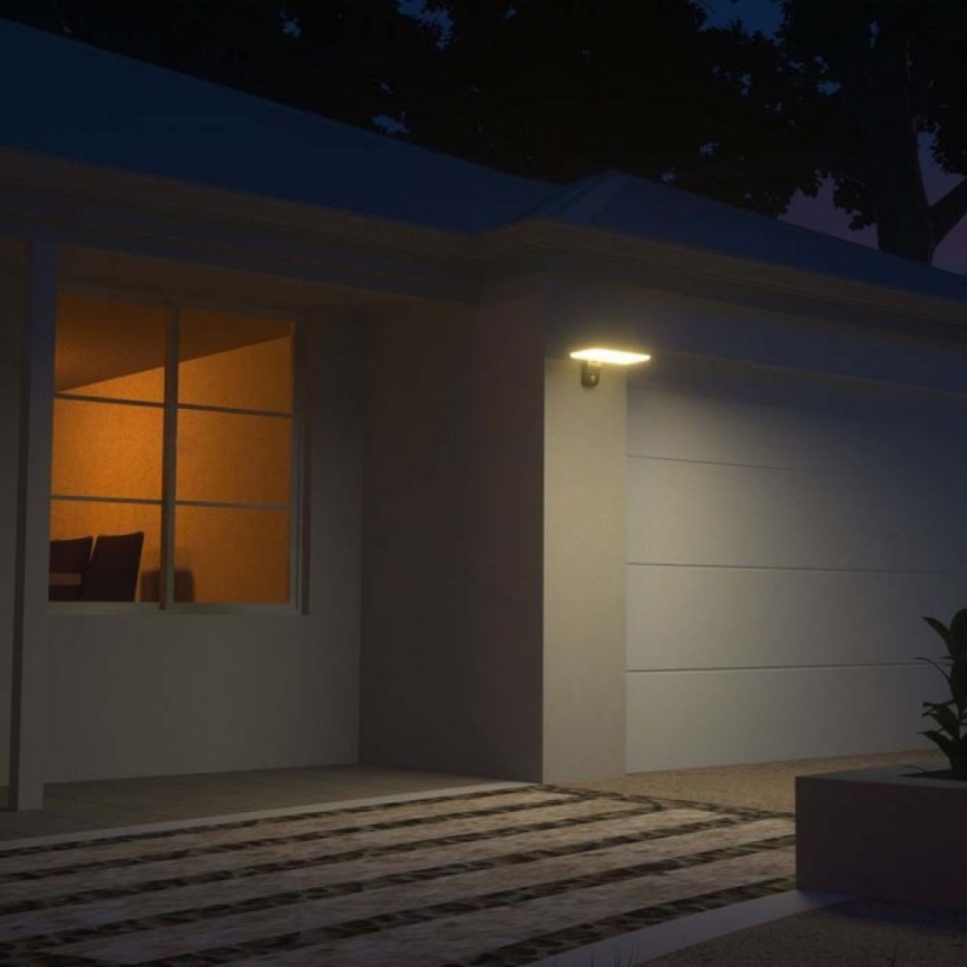 LED Solarna zidna svjetiljka sa senzorom LED/15W/3,2V 4000K/6000K IP65 6000 mAh crna
