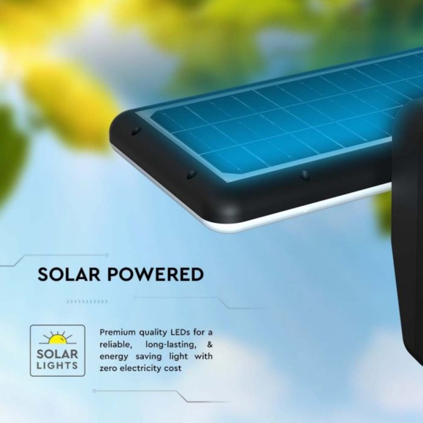 LED Solarna zidna svjetiljka sa senzorom LED/15W/3,2V 4000K/6000K IP65 6000 mAh crna