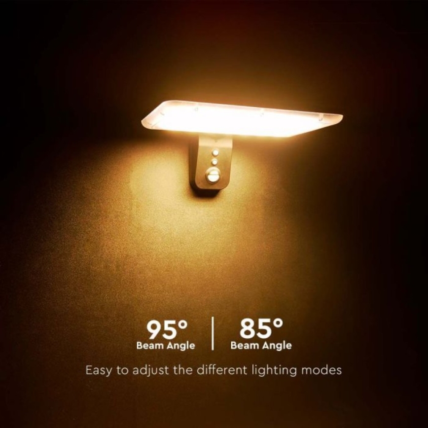 LED Solarna zidna svjetiljka sa senzorom LED/15W/3,2V 4000K/6000K IP65 6000 mAh crna