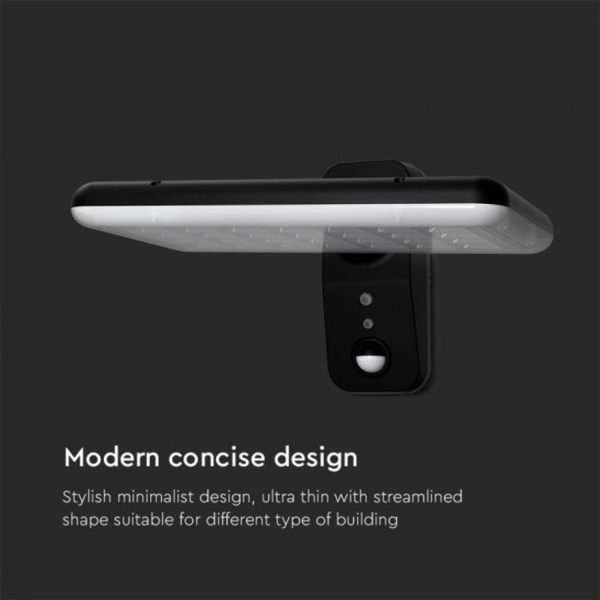 LED Solarna zidna svjetiljka sa senzorom LED/15W/3,2V 4000K/6000K IP65 6000 mAh crna