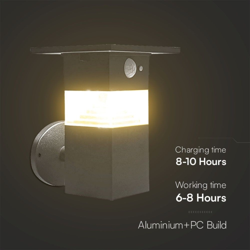 LED Solarna zidna svjetiljka sa senzorom LED/2,5W/3,7V IP54 3000K