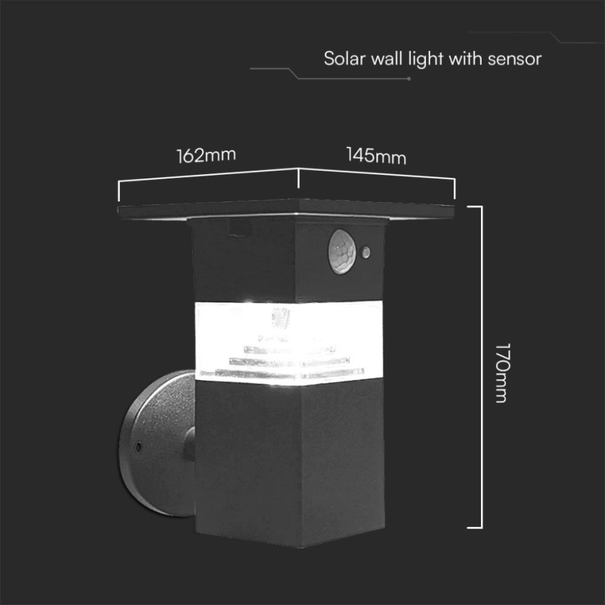 LED Solarna zidna svjetiljka sa senzorom LED/2,5W/3,7V IP54 3000K