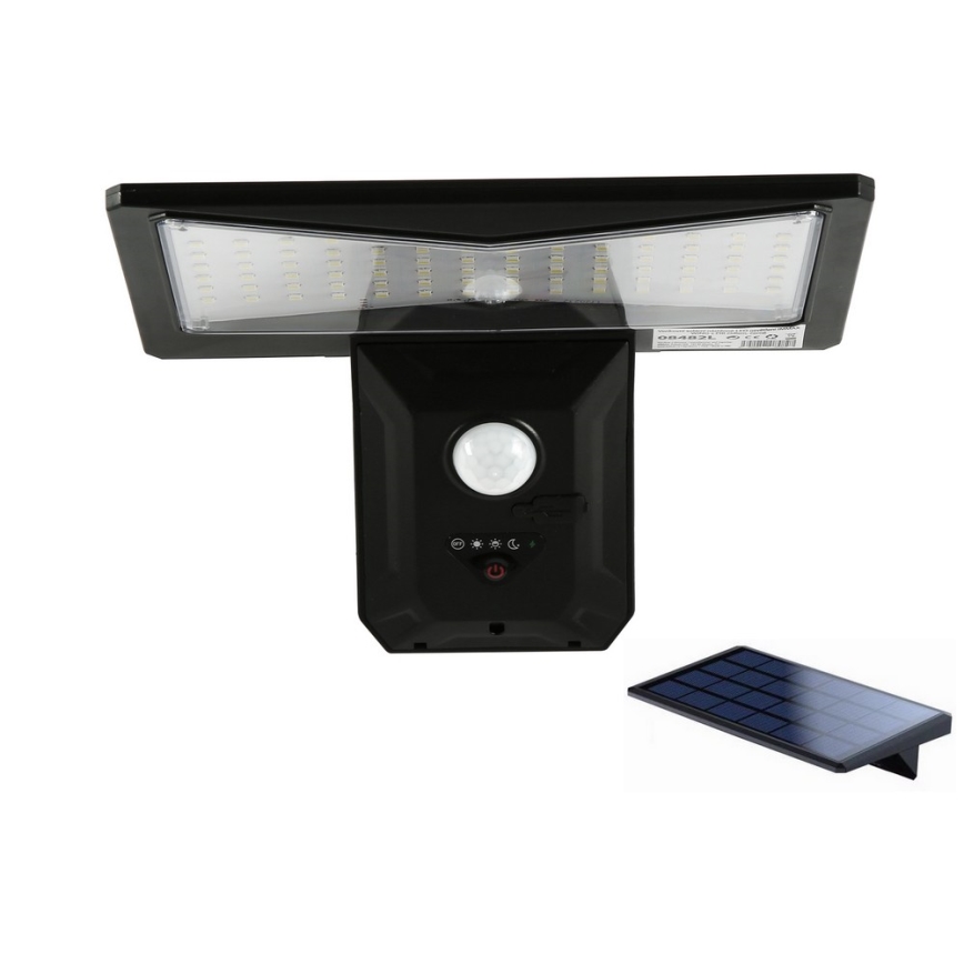 LED Solarna zidna svjetiljka sa senzorom LED/2,6W/5,5V IP65 1800 mAh crna