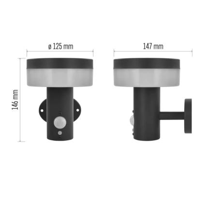 LED Solarna zidna svjetiljka sa senzorom LED/2W/3,7V 1200 mAh IP44