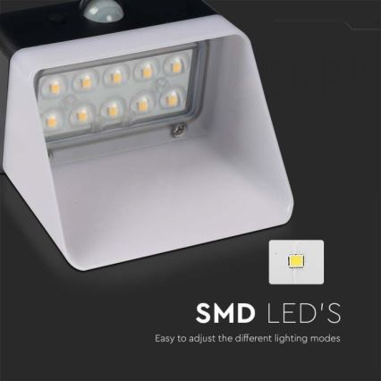 LED Solarna zidna svjetiljka sa senzorom LED/2W/3,7V 4000K IP65 1200 mAh