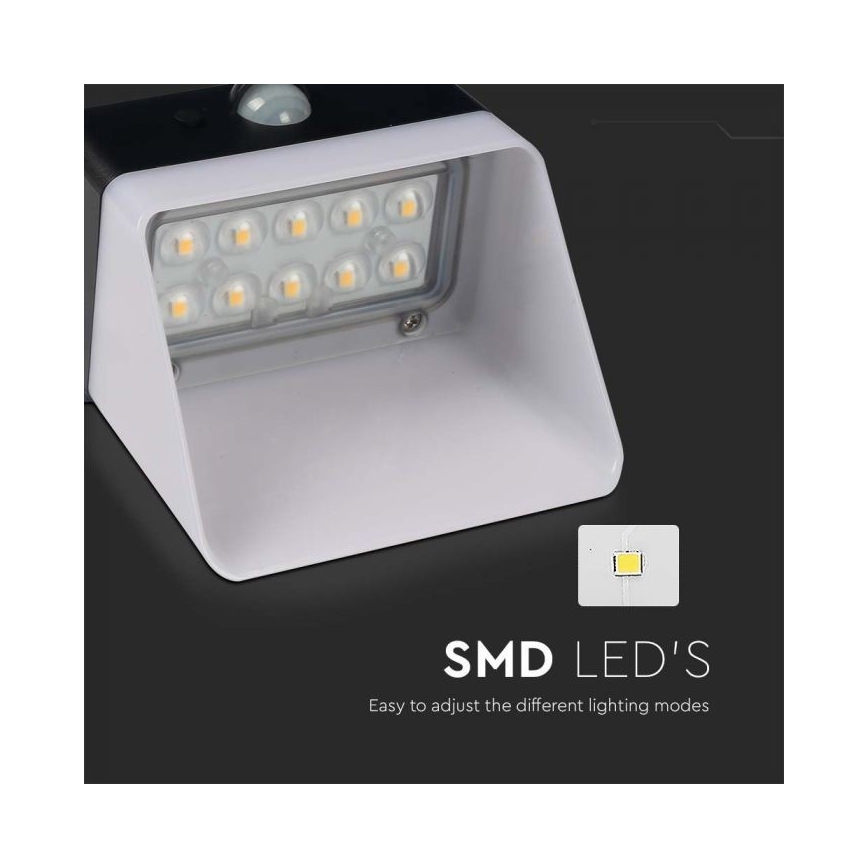 LED Solarna zidna svjetiljka sa senzorom LED/2W/3,7V 4000K IP65 1200 mAh