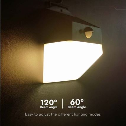 LED Solarna zidna svjetiljka sa senzorom LED/2W/3,7V 4000K IP65 1200 mAh