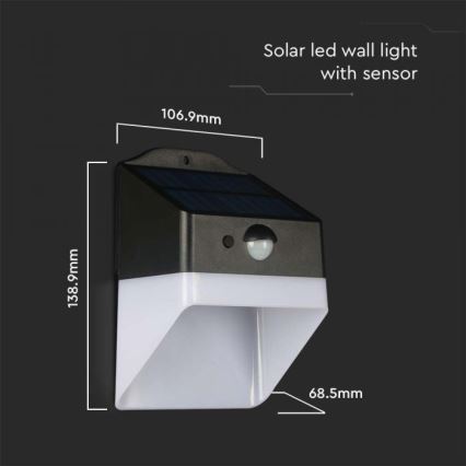 LED Solarna zidna svjetiljka sa senzorom LED/2W/3,7V 4000K IP65 1200 mAh