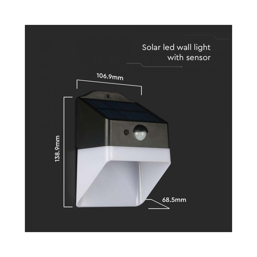 LED Solarna zidna svjetiljka sa senzorom LED/2W/3,7V 4000K IP65 1200 mAh