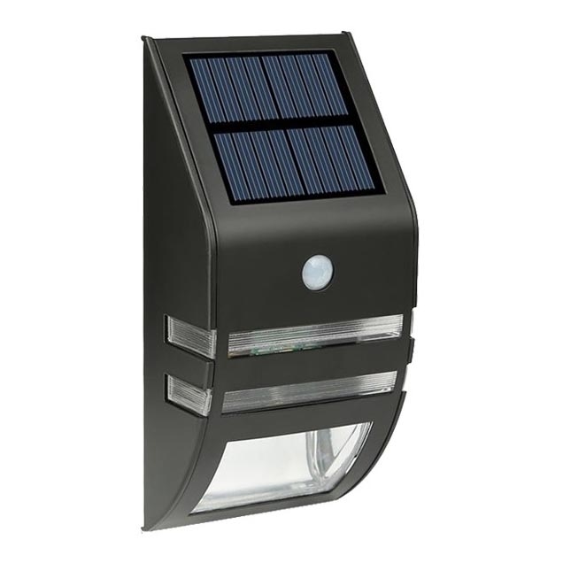 LED Solarna zidna svjetiljka sa senzorom LED/3,7V 600 mAh IP44 crna