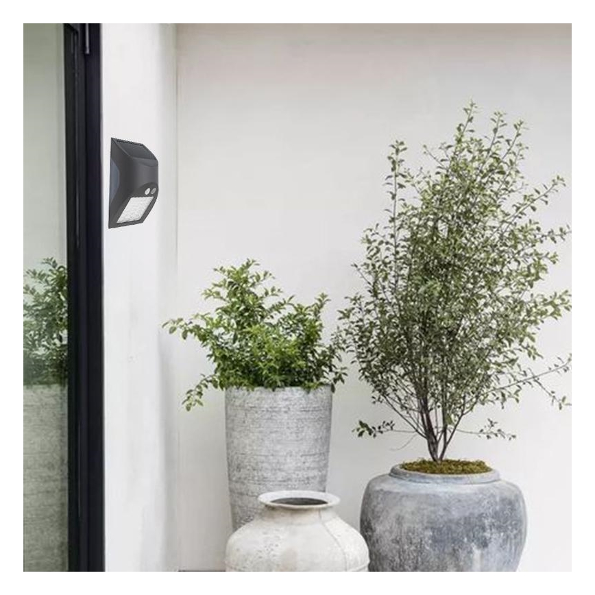LED solarno zidno svjetlo sa senzorom LED/3W/3,7V 3000/4000K 1200 mAh IP54 antracit